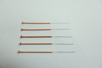 Acupuncture Needles on white background, closeup
