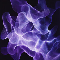 A background image that represents a mixture of hyper-futuristic and ancient, showing symetrical energy waves and strings. Main color is purple