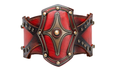 Red Leather Cuff on transparent background PNG.