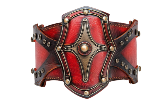 Red Leather Cuff on transparent background PNG.