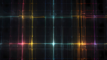 Obraz premium Luminous Interconnected Lines: Futuristic Abstract Grid 