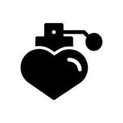 Heart-shaped perfume spray bottle in elegant design.