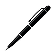 
Flat Vector Black Silhouette of a Pen Isolated on Transparent Background