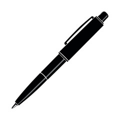 
Flat Vector Black Silhouette of a Pen Isolated on Transparent Background