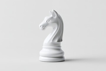 White Chess Knight Piece Isolated on White Background