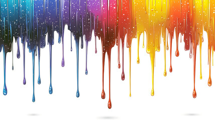 Dripping Rainbow Colors: Abstract Paint Background Texture, Colorful and Vibrant Design