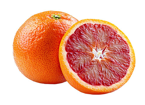 Whole and sliced blood orange png isolated on transparent background - Powered by Adobe