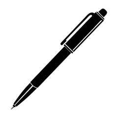 
Flat Vector Black Silhouette of a Pen Isolated on Transparent Background