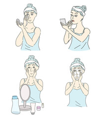 Woman taking care of skin