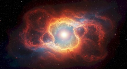 Cosmic Nebula Bright Star Glowing Gases Stellar Cloudscape