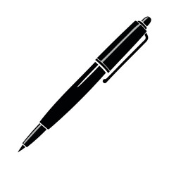 Flat Vector black Silhouette of pen isolated on transparent background