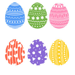 set of eggs with flowers rabbit and geometric shapes for Easter decoration