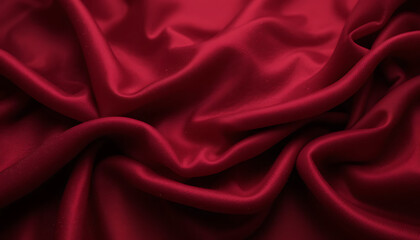 Obraz premium abstract minimalist silk wavy fabric dark red color texture surface, vintage touch, simple, close up,