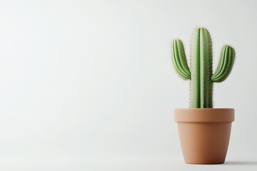 A Single Cactus Plant In A Terracotta Pot