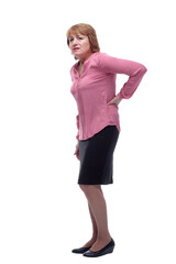 Fototapeta premium Senior woman with strong backache isolated