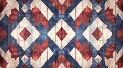 Fototapeta premium Rustic Wooden Diamond Pattern Painted Floor
