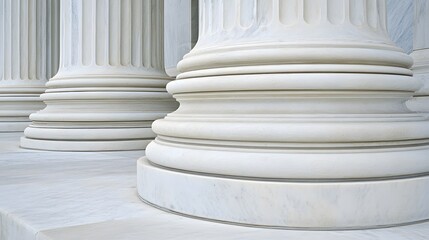 Courthouse pillars standing tall against a clear blue sky, symbolizing justice, law, and the enduring strength of the legal system in society