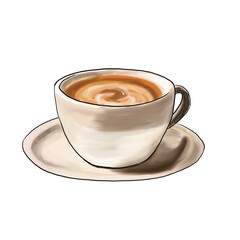 カフェラテアートをほどこしたコーヒカップ