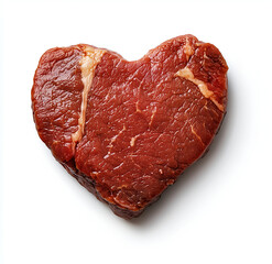 Fototapeta premium heart-shaped piece of beef on a white background