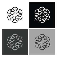 Abstract Black and White Radial Icon. Ideal for Logo Creation, Web Design, and Contemporary Branding Projects with a Clean Finish