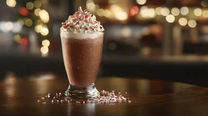 Festive Peppermint Mocha Drink Whipped Cream Candy Canes Christmas