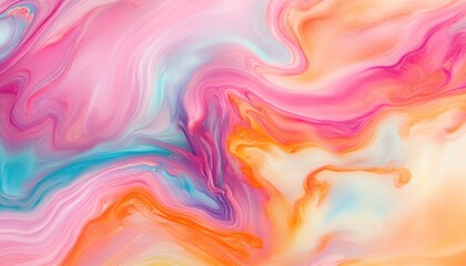Obraz premium Abstract Swirling Pastel Colors Fluid Art Painting