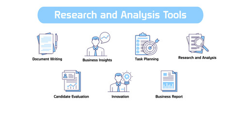 Research and Analysis Tools. Research and Analysis, Business Insights, Candidate Evaluation, Task Planning and Target Setting, Business Report, Document Writing, Innovation and Problem-Solving