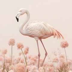 Obraz premium Elegant Flamingo on One Leg in Soft Pastel 3D Artwork