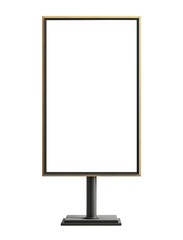 Blank vertical street billboard isolated on transparent background