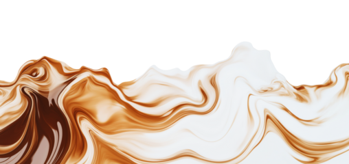 Mix of coffee with milk splash isolated on transparent background