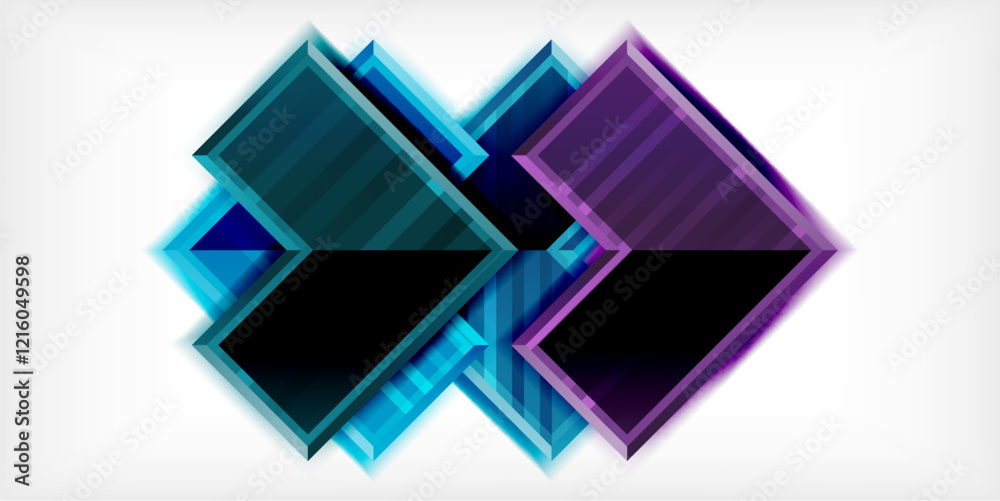Poster Arrow symbols created with 3d effects and line texture geometric abstract background