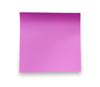 Purple paper sticky note isolated on transparent background