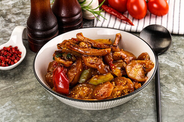 Asian cuisine pork in oyster sauce