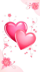 Romantic pink hearts with floral embellishments