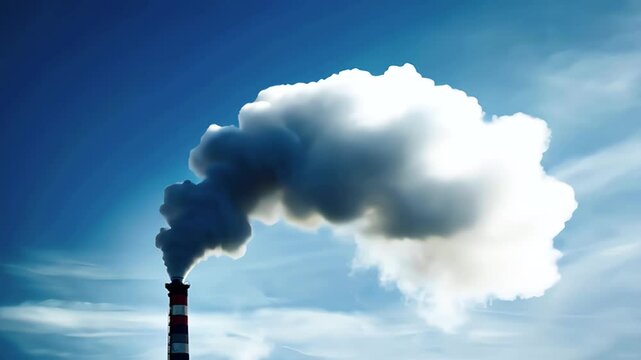 大気汚染のイメージの工場の煙突から出る大量の煙