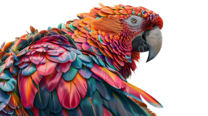 Intricate Parrot on transparent background PNG.