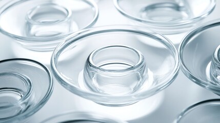 Glass Dishes Nested Design Minimalist Style Clear Background