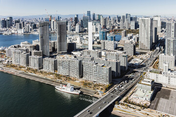 東京都心 空撮映像 月島