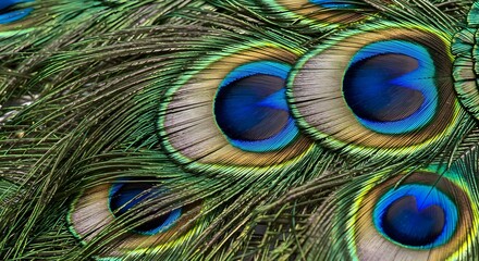 Fototapeta premium Stunning Peacock Feathers Close Up Vivid Colors Texture