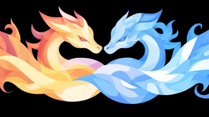Serene Embrace of Fire and Ice Dragons