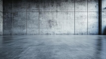 Empty Concrete Room with Polished Floor and Modern Architecture Design