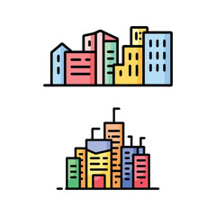 Colorful Cityscapes Building Illustrations Modern Architecture Designs