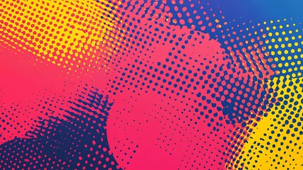 Retro halftone dots background, vibrant pop art style, bold color palette with comic book texture ef...