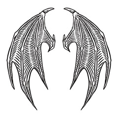 design vector, hand drawn Illustration of a pair of devil wings tattoo