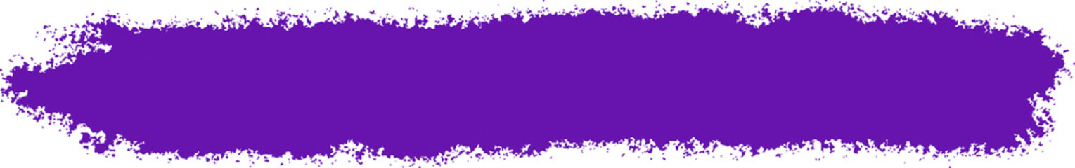 Violet blue purple paint brush line strokes with a grunge texture, isolated on a transparent background.