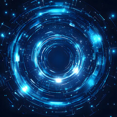 Obraz premium Futuristic Blue Digital Circle with Glowing Rotating Light Effects