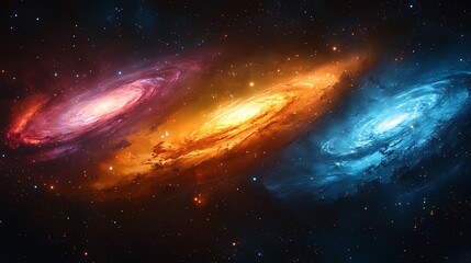 Fototapeta premium Cosmic Spiral Galaxies, swirling nebulae, deep space, background stars, science fiction