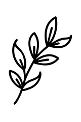 Trendy floral branch and minimalist flowers for logo or decorations. Hand drawn line wedding herb, elegant leaves for invitation save the date card. Botanical rustic trendy greenery