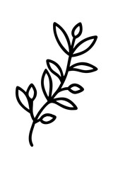 Trendy floral branch and minimalist flowers for logo or decorations. Hand drawn line wedding herb, elegant leaves for invitation save the date card. Botanical rustic trendy greenery