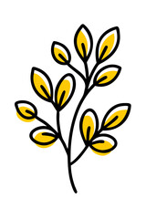 Trendy floral branch and minimalist flowers for logo or decorations. Hand drawn line wedding herb, elegant leaves for invitation save the date card. Botanical rustic trendy greenery